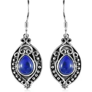 Lapis Lazuli Dangle Earrings in Sterling Silver